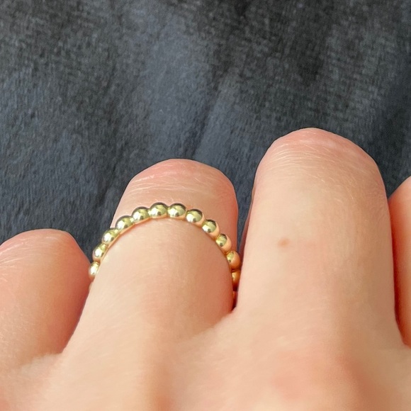 Beaded 10k Gold Stackable Ring - Picture 11 of 12